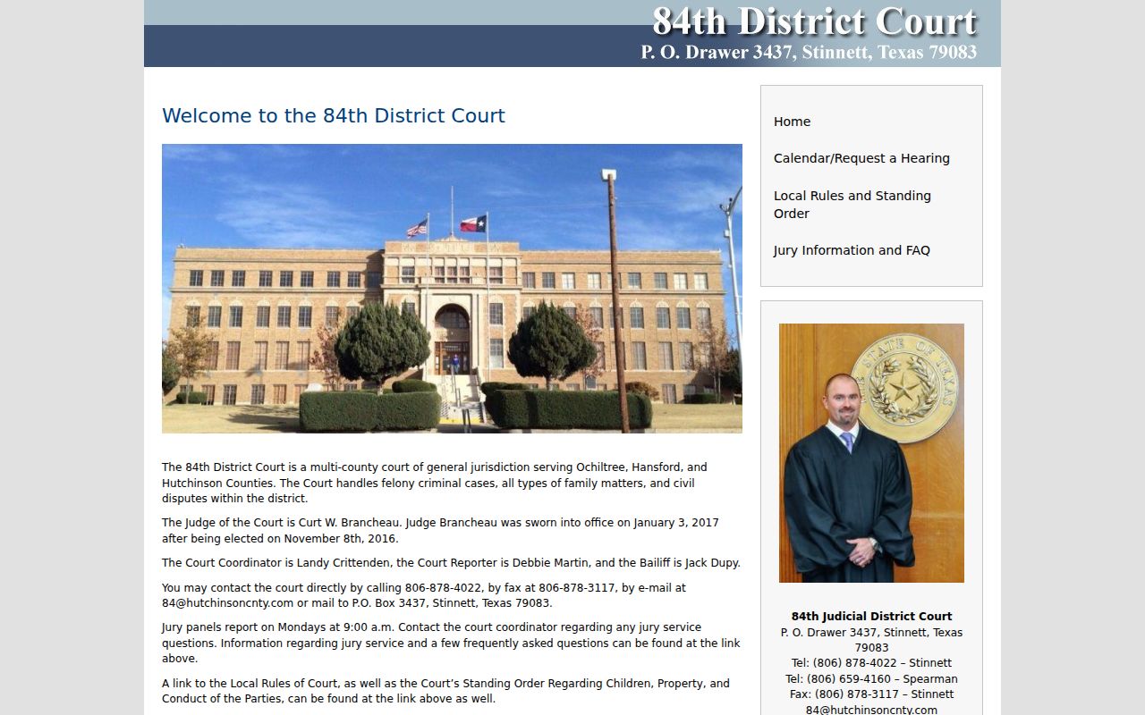 Ochiltree County bench warrant records, 84th Judicial District Court page