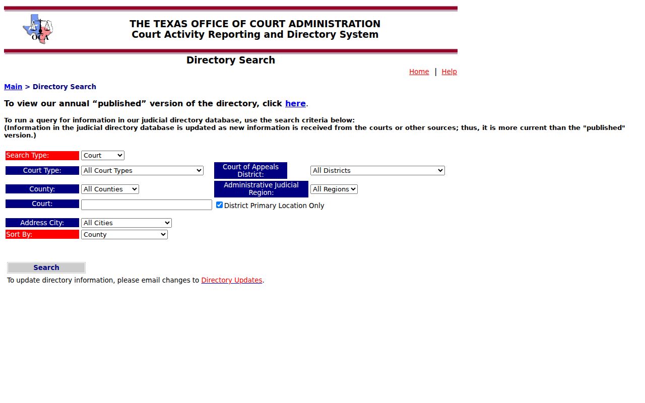 Ochiltree County arrest warrant records, Texas court directory search controls