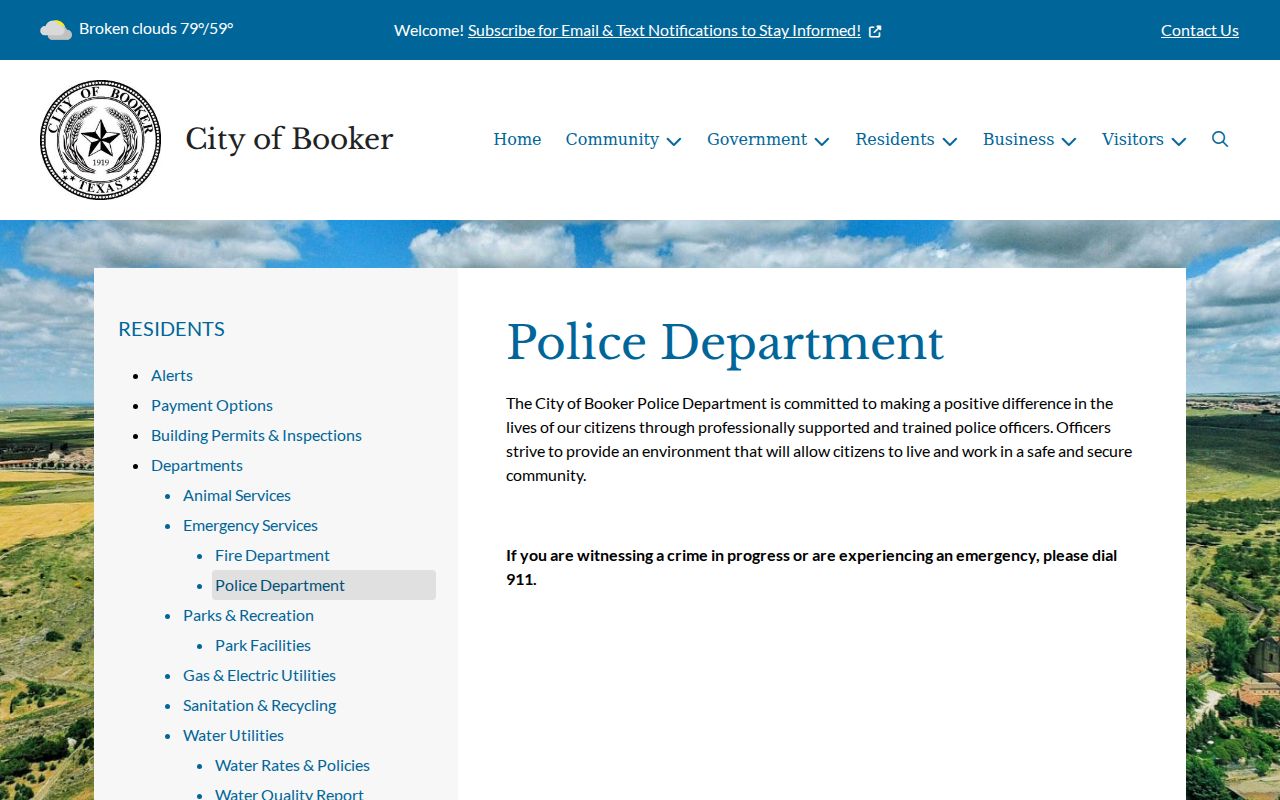 Ochiltree County municipal warrant records, Booker Police Department page