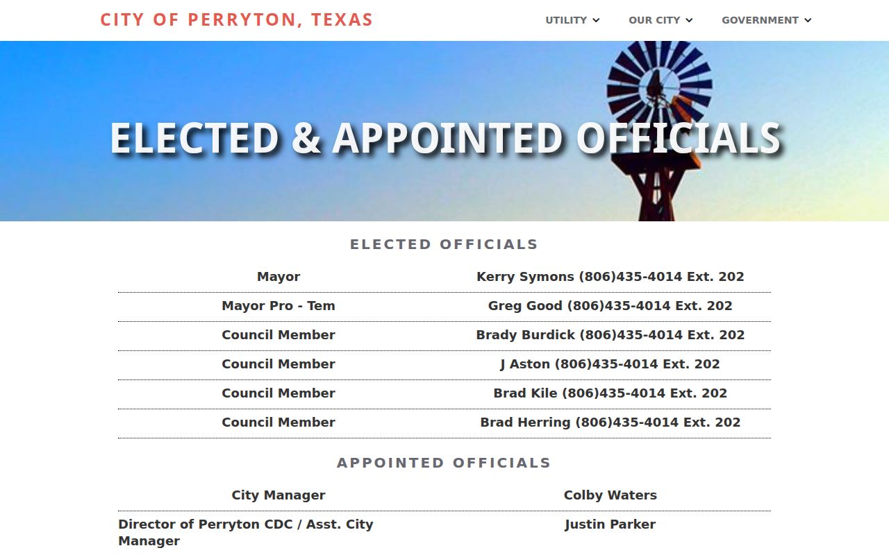 Ochiltree County municipal court warrant records, Perryton municipal judge contact block