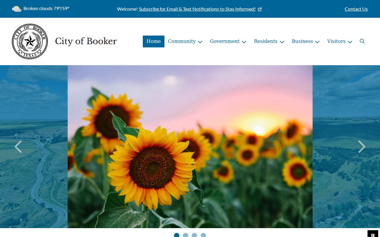 Ochiltree County Booker warrant records, official City of Booker civic homepage